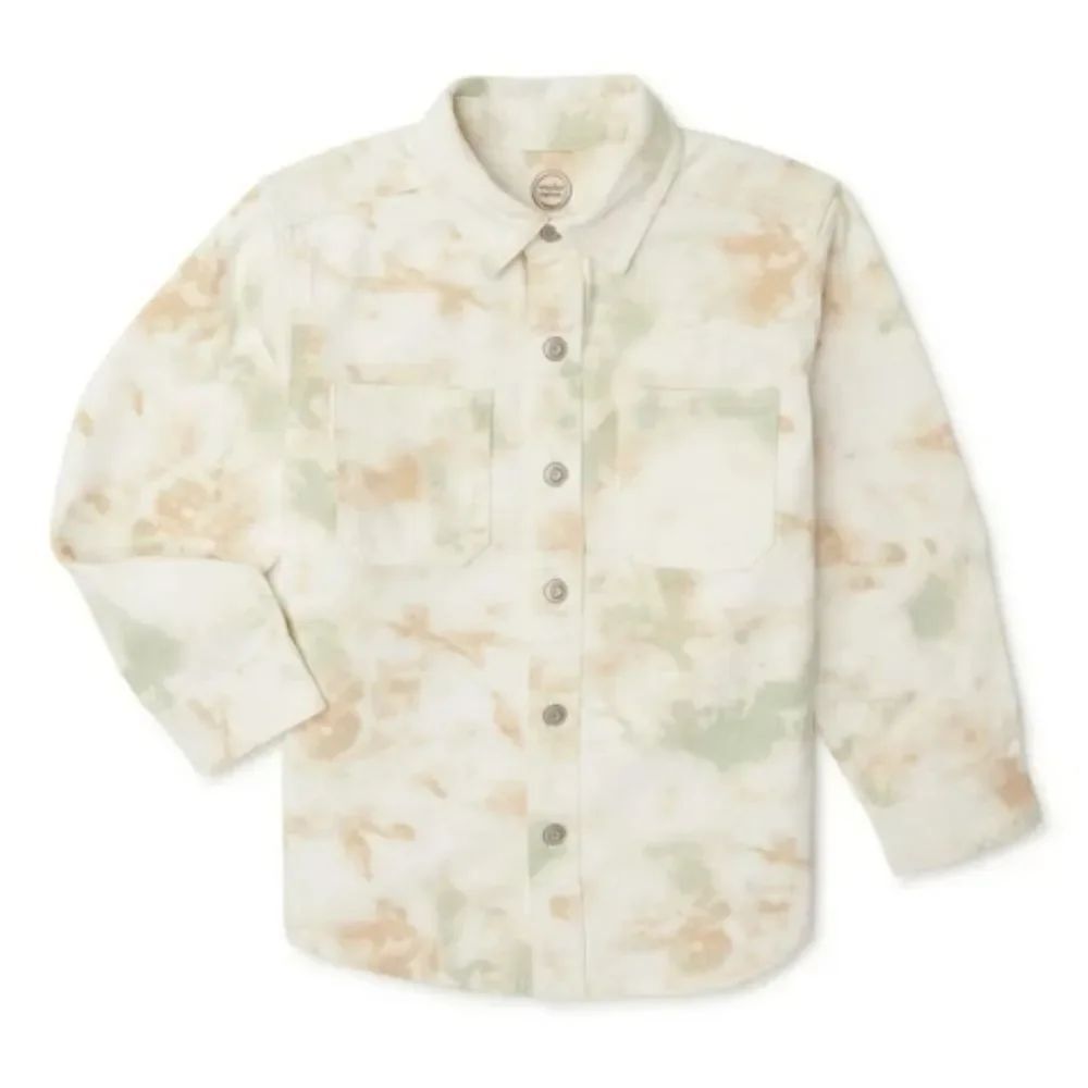 BOY'S Girl's Tie Dye Jean Denim Woven Button Down Shirt Jacket Size 8